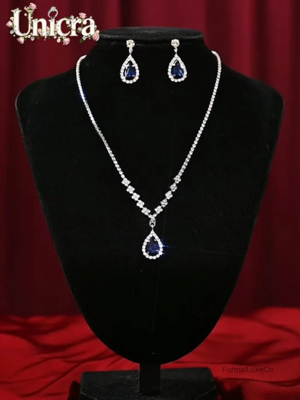 Bridal Crystal Necklace Earrings Set Wedding Rhinestone Choker Prom Costume